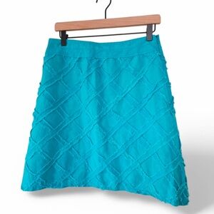 Linen Blend Turquise Textured A-line Skirt